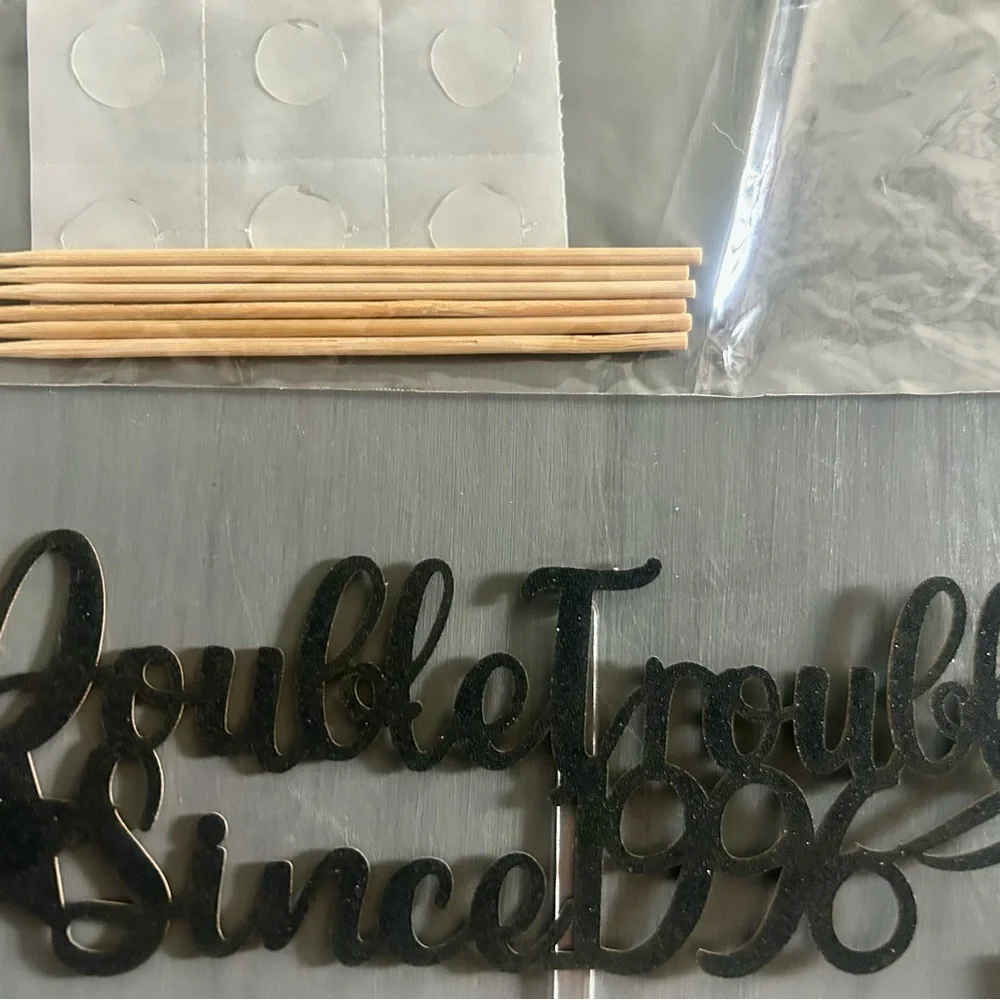 Double Trouble since 1996 Decorative cake topper - Black